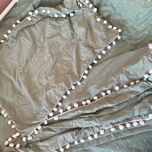 Twin size duvet and sham. Sage